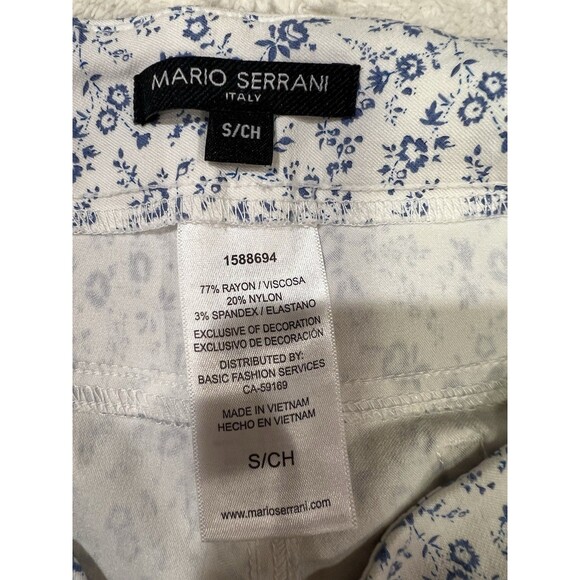 Mario Serrani Italy Blue White Floral Slim Fit Pants  Tummy Control Ankle Small - Picture 5 of 6